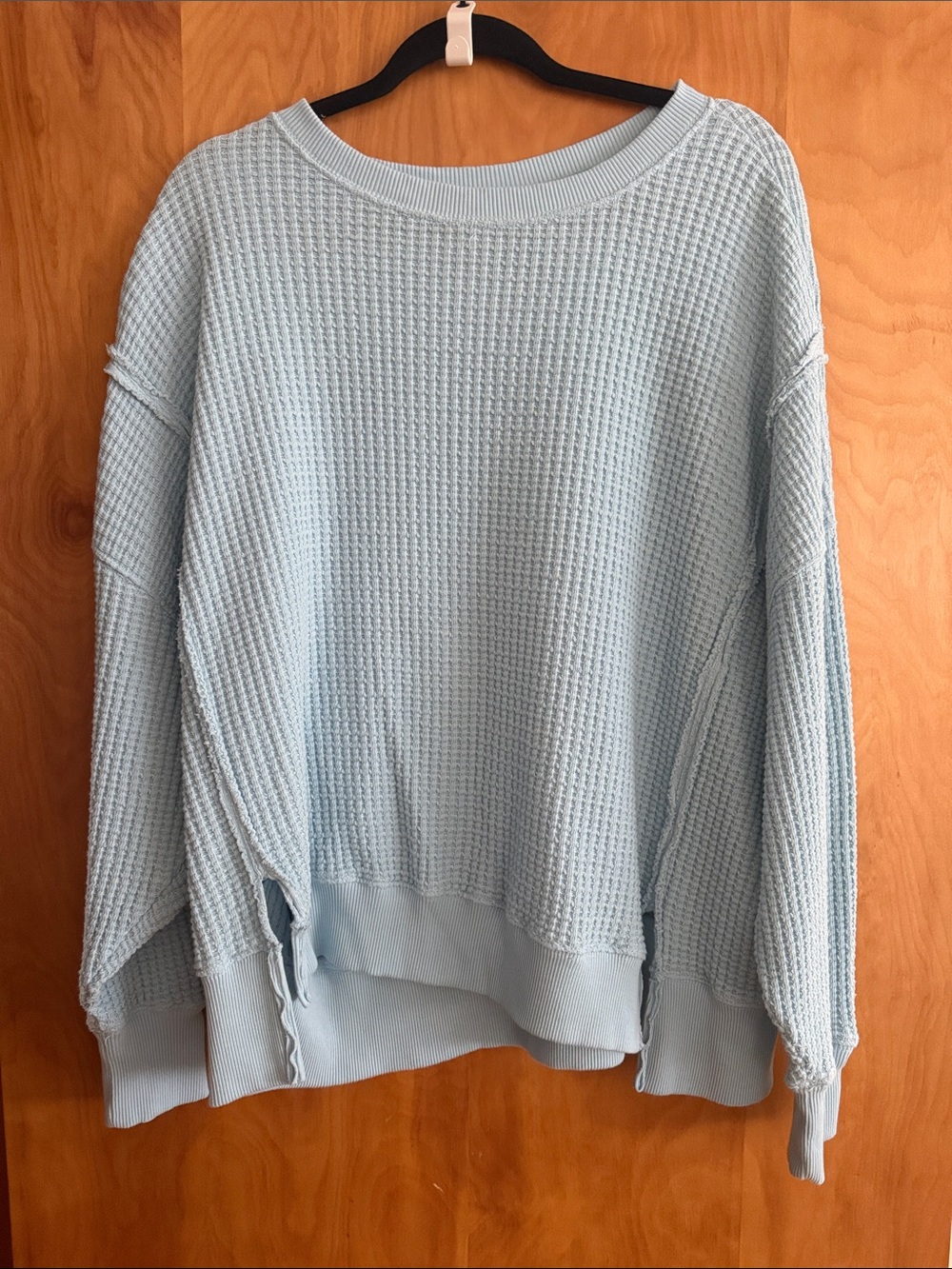 American Eagle Light Blue Waffle-Knit Women’s Sweater
